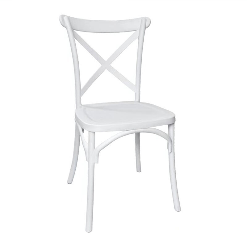 Луксузна модерна бамбусова столица беле боје са издржљивом пластиком за хотели, ресторанска журе, свадбе, забаве, паркове и употребу на отвореном