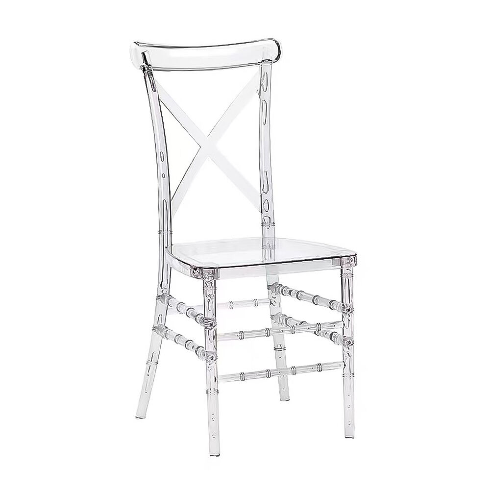 Modeern Deurlikte Chiavari Stoel vir Eetkamer Park Huwelike Bankette Hotelle Verjaarsdag Partye PP Materiaal Krystal Tiffany Styl