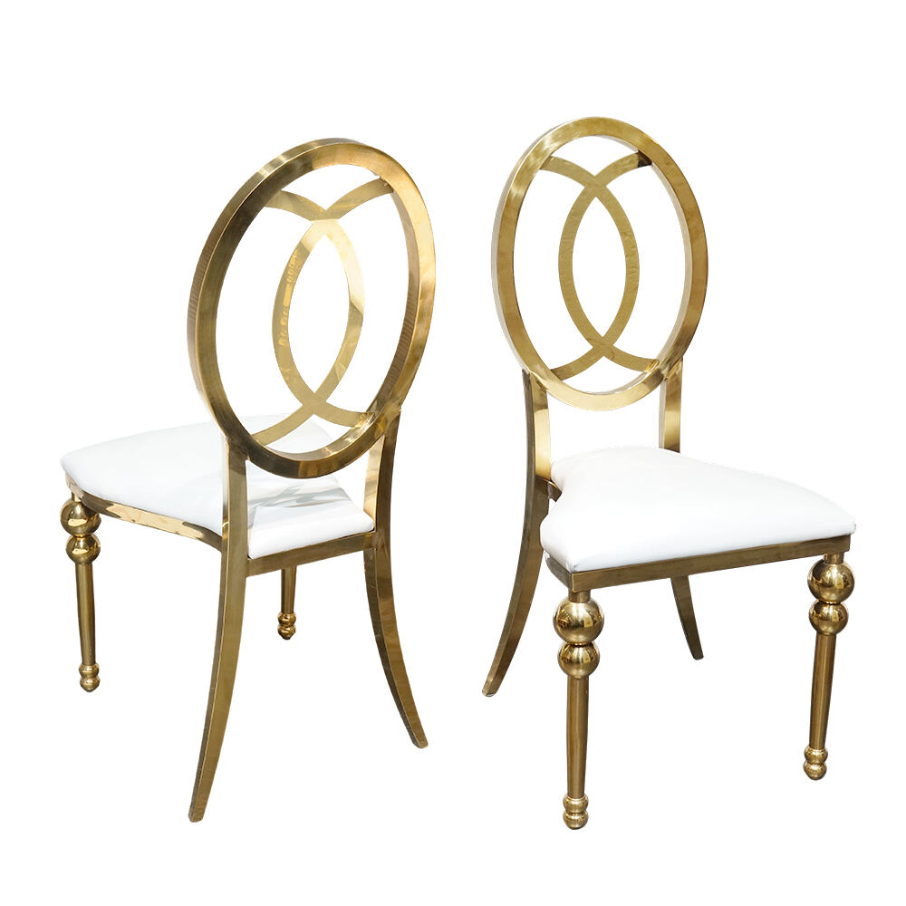 Қазіргі заманғы алтын түсті болаттан жасалған дәмхана орындығы, сыйымды металл, сыртқы іс-шаралар, үйленулер, мейрамханалар, қонақ үйлердің жиһазы үшін