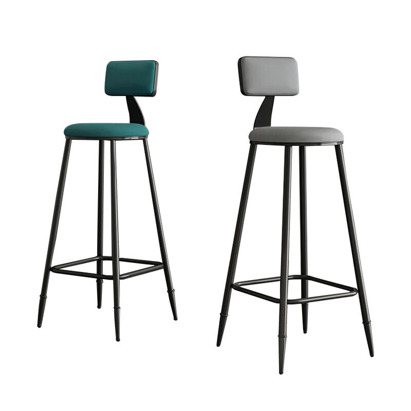Modern Leather Back High Stool Luxury Bar Chair with Metal Frame for Home Dining Living Room Restaurant Coffee