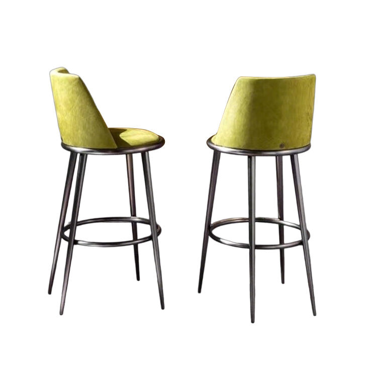 Post-Modern Nordic Designer Iron Bar Stool Light Luxury High Backrest Chair for Home Coffee Dining Kitchen Living Room Use