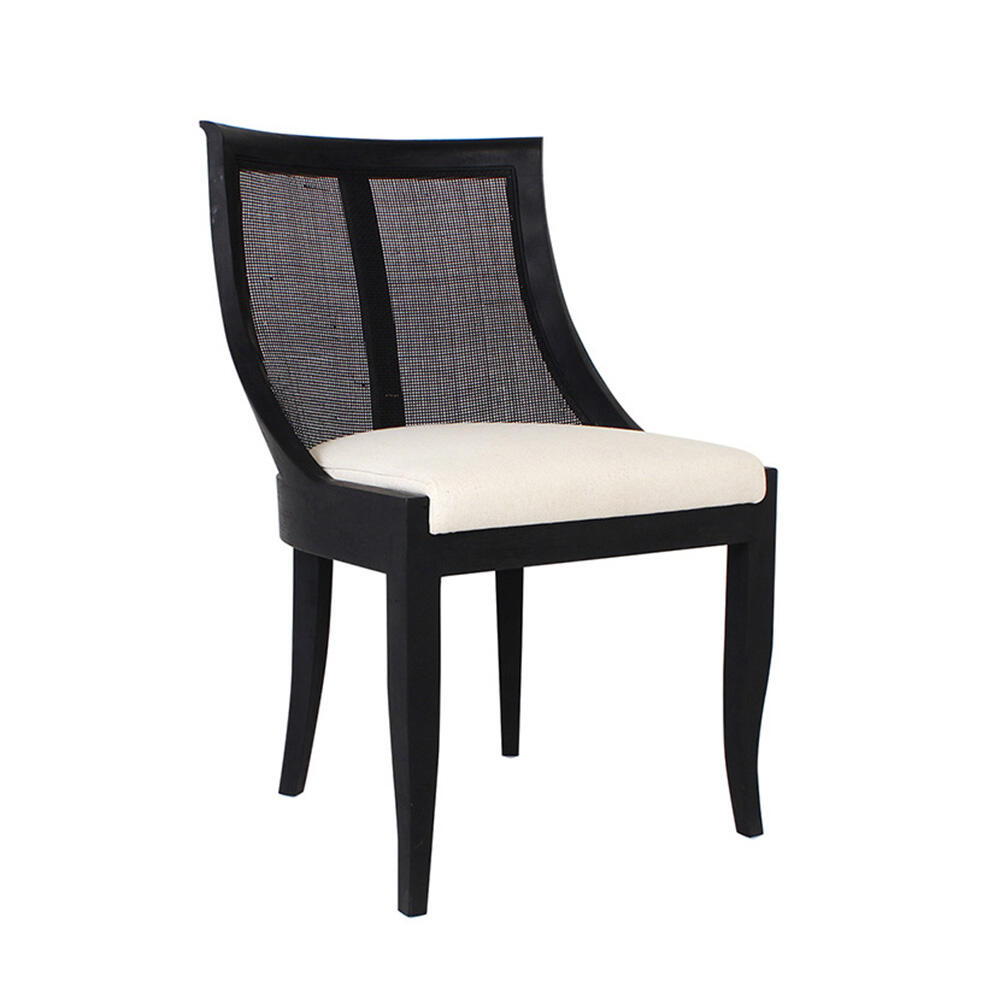 Mid-century Modern Black Wooden Dining Chairs Upholstered Fabric for Outdoor Home Hotels Restaurants Banquets Furnishings