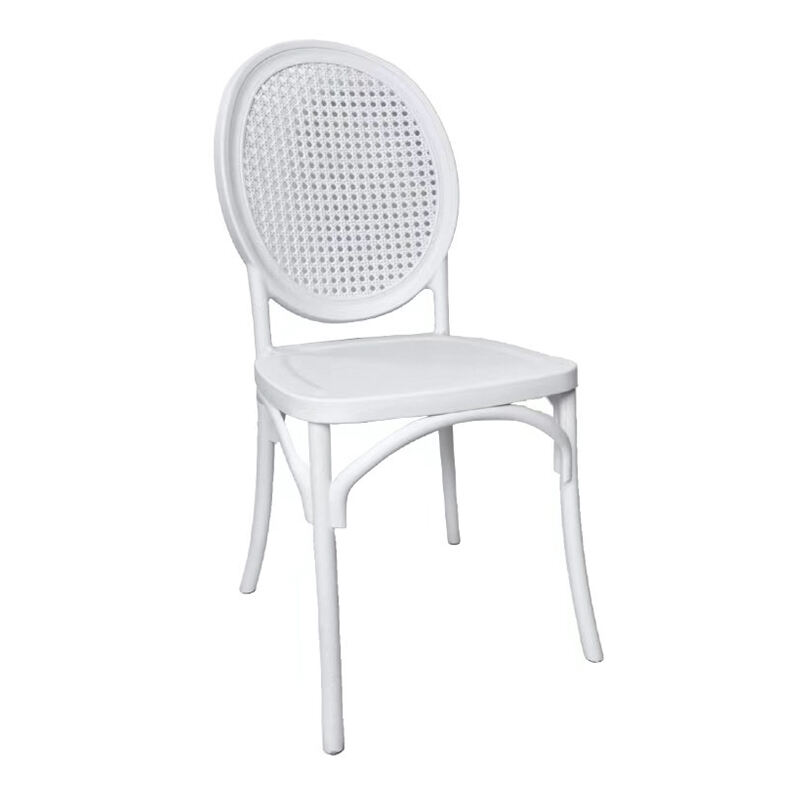 Luksuzna bela stolica sa trajnim plastičnim elegantnim dizajnom za hotel, trpezu, venčanja, zabave i upotrebu napolju