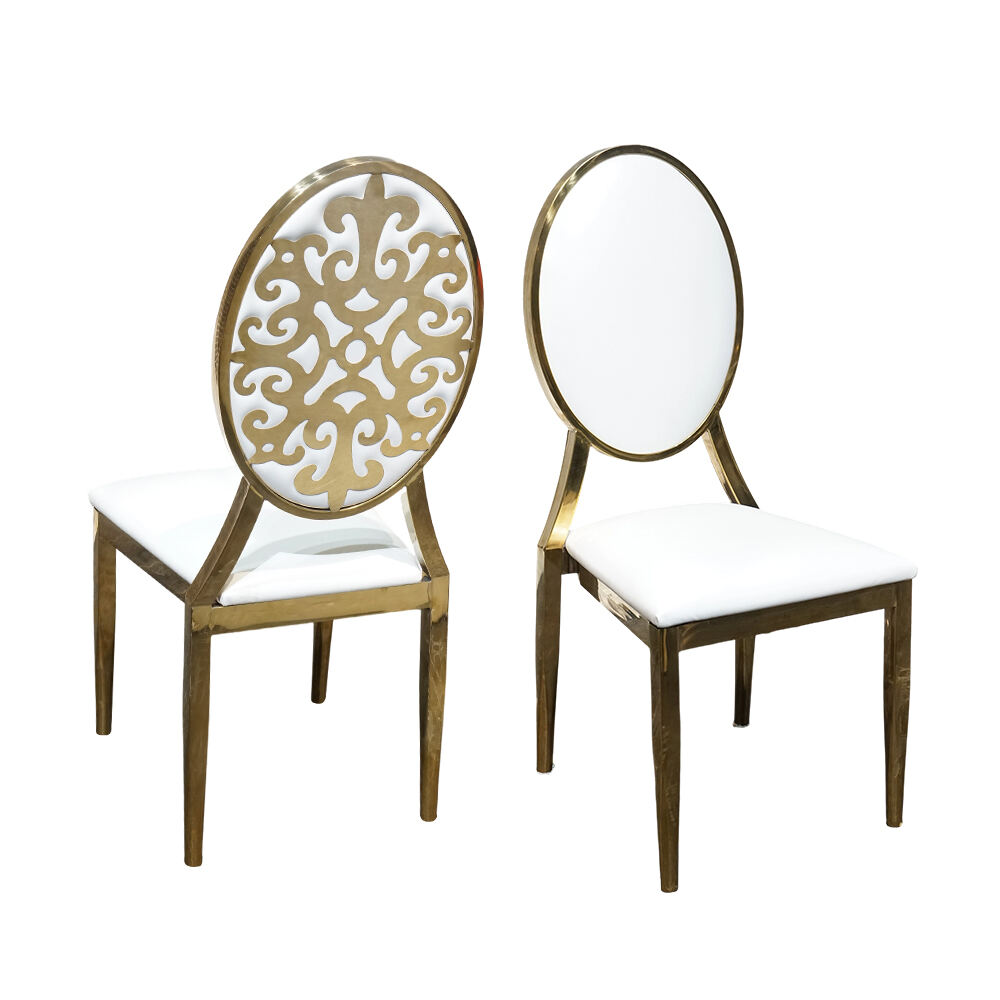 Modern Luxury Gold White Stainless Steel Banquet Dinner Set for Hotels Weddings Dining Events Restaurant Living Room Hotel Chair