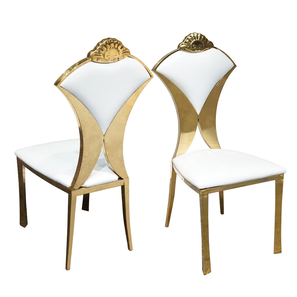 Modern Golden Stainless Steel Dining Chair Home Hotel Restaurant Wedding Events Featuring Leather PU Material Table Use