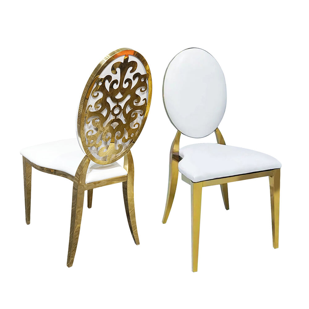 Moderne vergoldete Edelstahl-Esszimmerstühle für Hotels, Säle, Bankette und Veranstaltungen, individuelle Großhandelsware, Wohnzimmermöbel