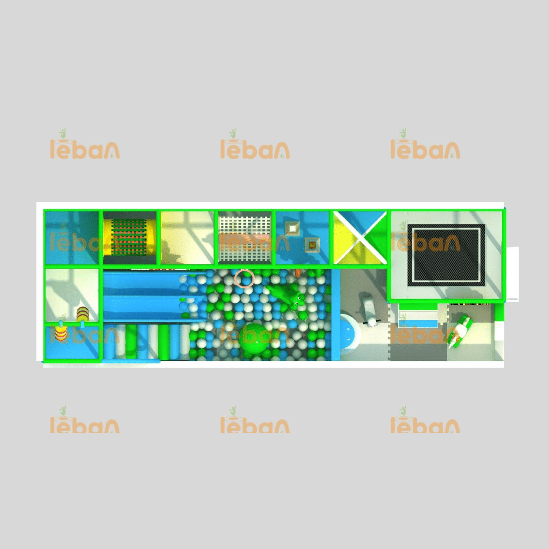 حديقة داخلية ملونة: زلاجات، ترامبولين وعناصر إبداعية لمتعة الأطفال