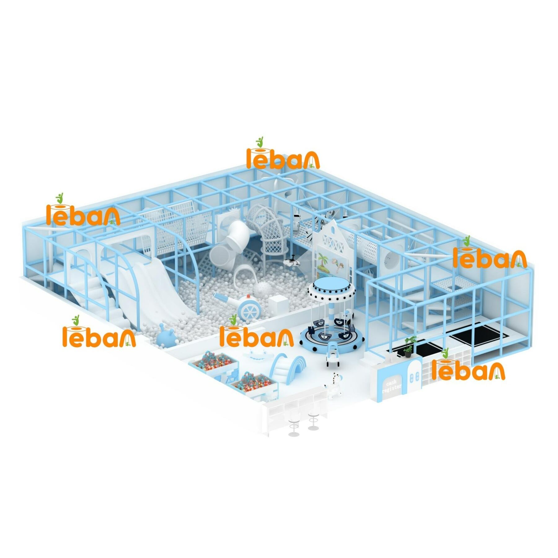 Sân chơi trong nhà Blue-White Healing Kids