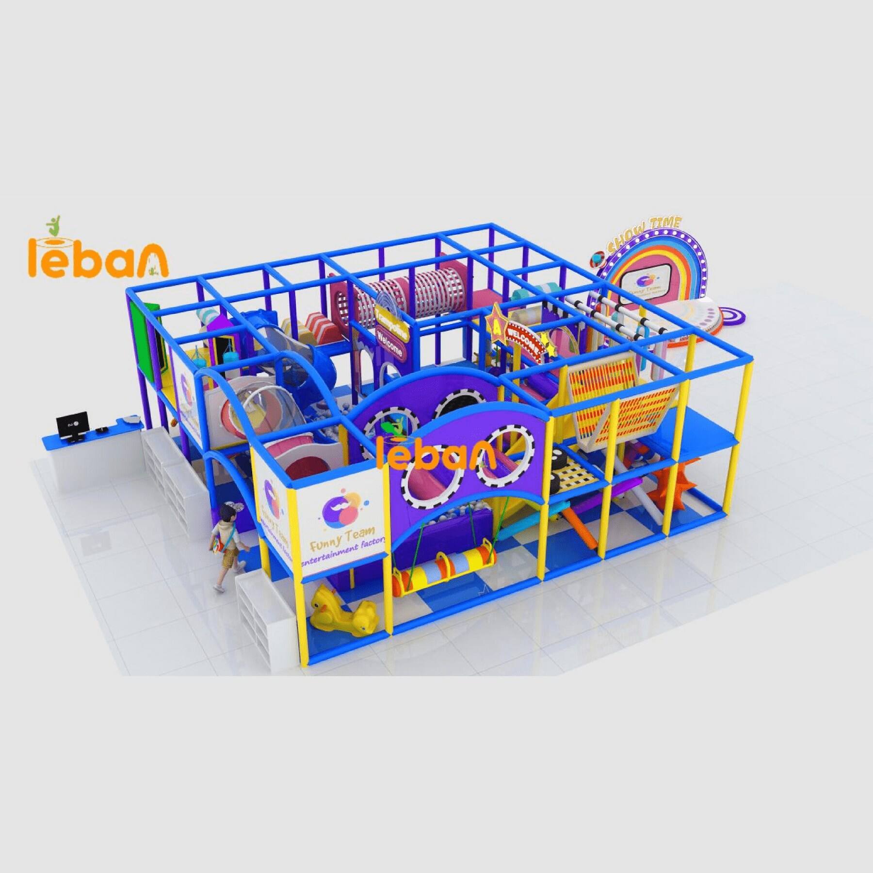 Diapositives colorées pour terrain de jeu intérieur, balançoires, obstacles d'aventure