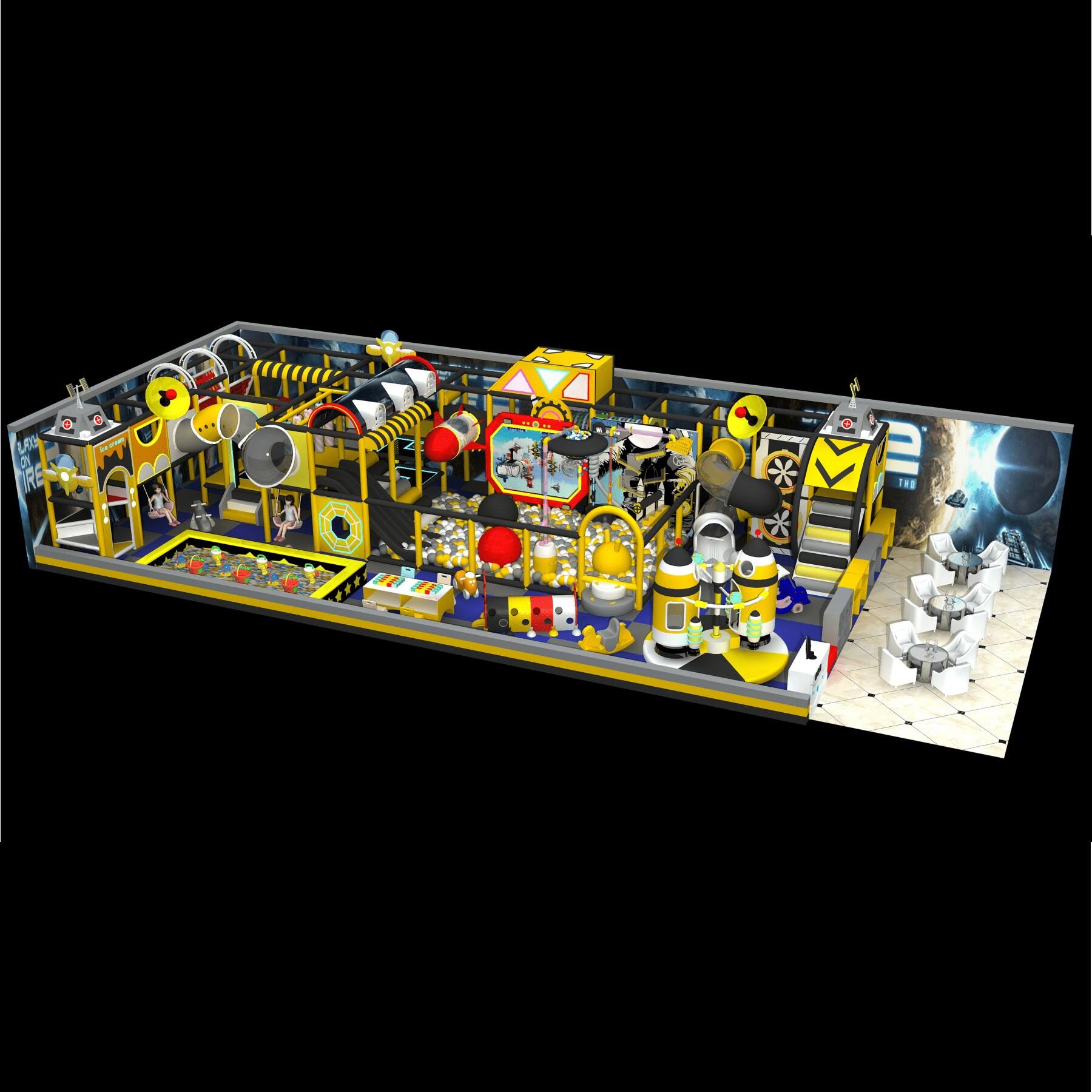 ملعب داخلي فضائي بلون أصفر كوني