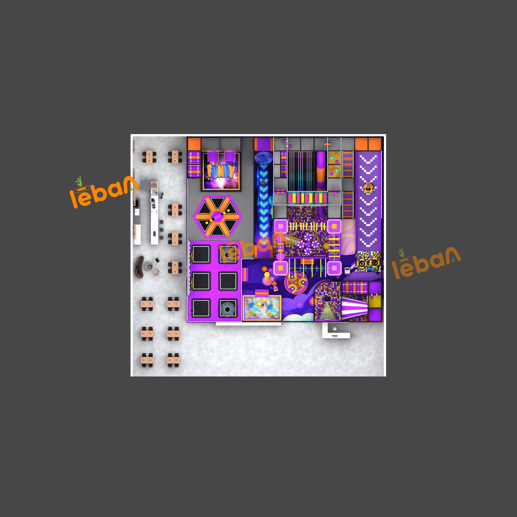 ملعب داخلي بأسلوب حديث: مناطق نابضة بالحياة وتجارب متعددة للمتعة