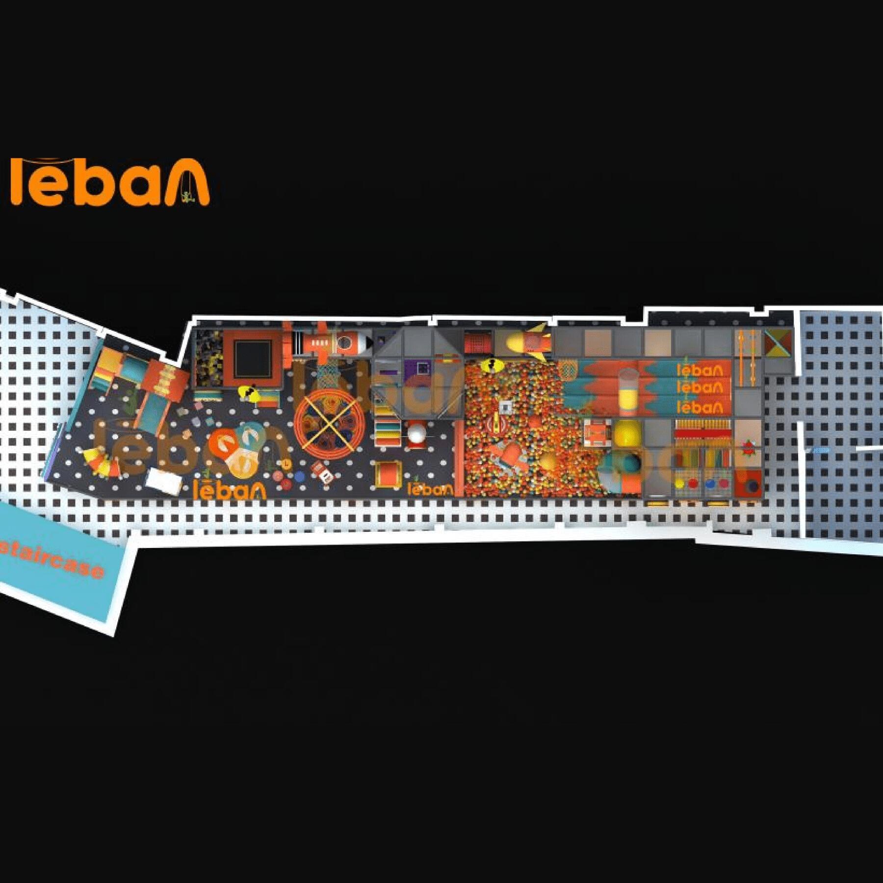 ملعب داخلي ميكانيكي برتقالي الفضاء