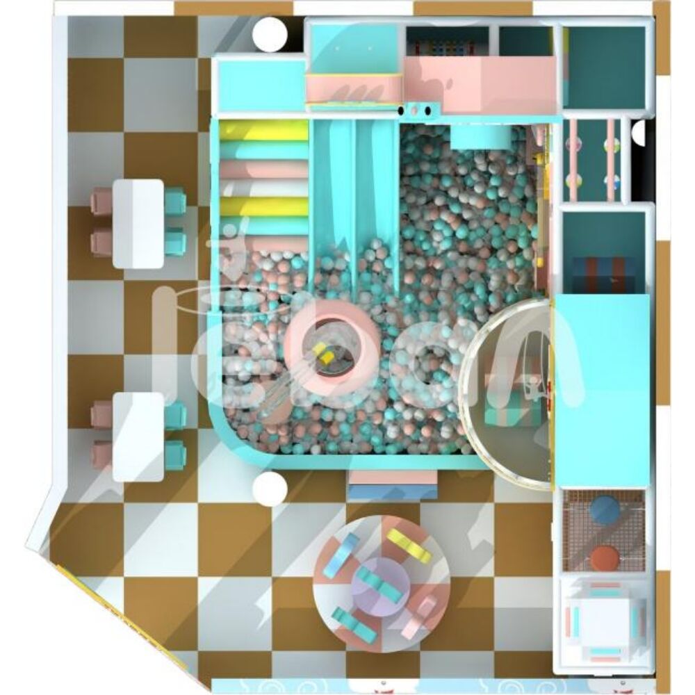ملعب أطفال داخلي بأسلوب ماكارون والقصص الخيالية