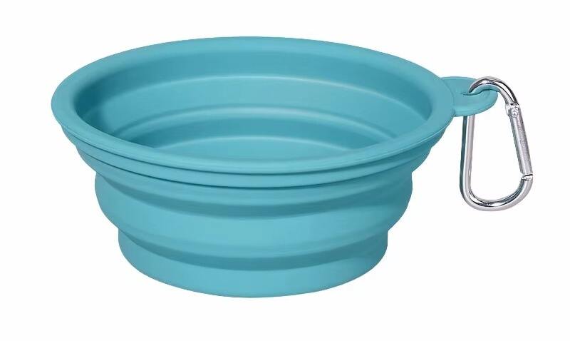 Custom Collapsible Water Food Dog Bowl Slow Feeder Silicone Pet Travel Bowl With Carabiner supplier