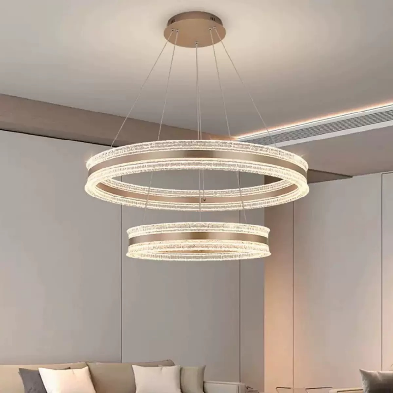 Modern LED Circle Pendant Light Chandelier Acrylic Rings Design for Living & Bedroom Hanging Decor Chandeliers & Pendant Lights