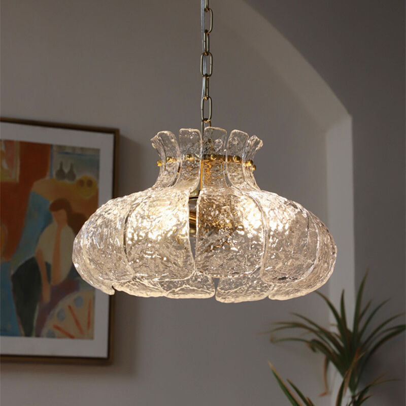 Vintage French Flower Shaped Glass Light Decorative Pendant Light for Restaurant