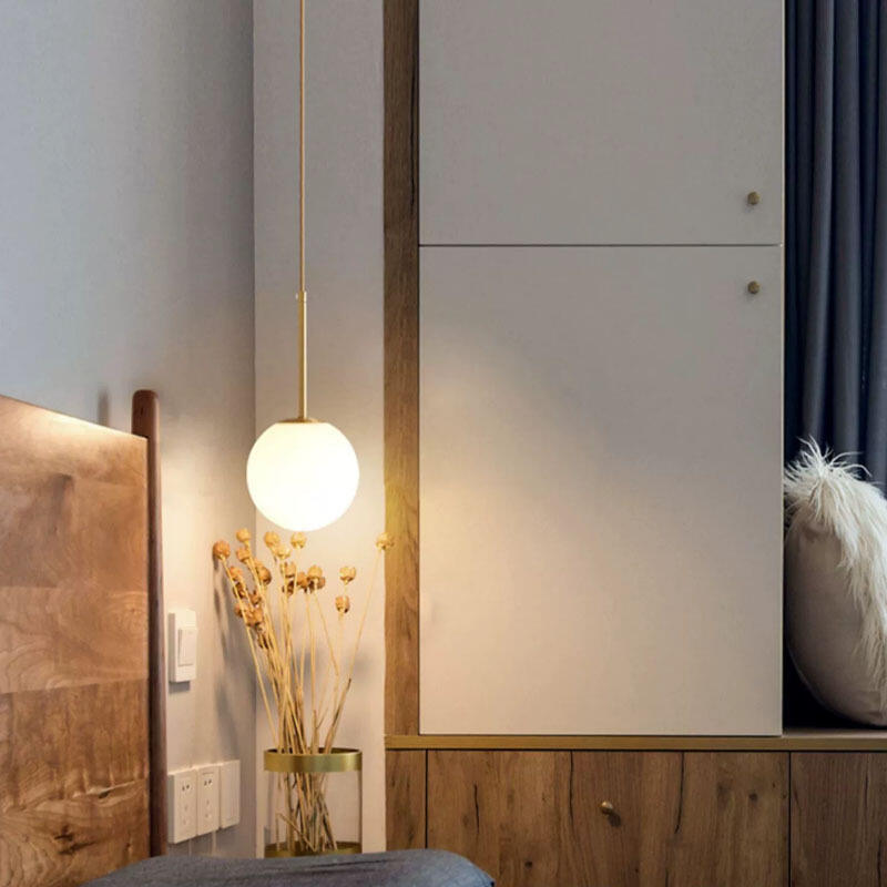 Модерна једноглава млечна бела стакла кругли ресторан спаваћа соба лустра лампа