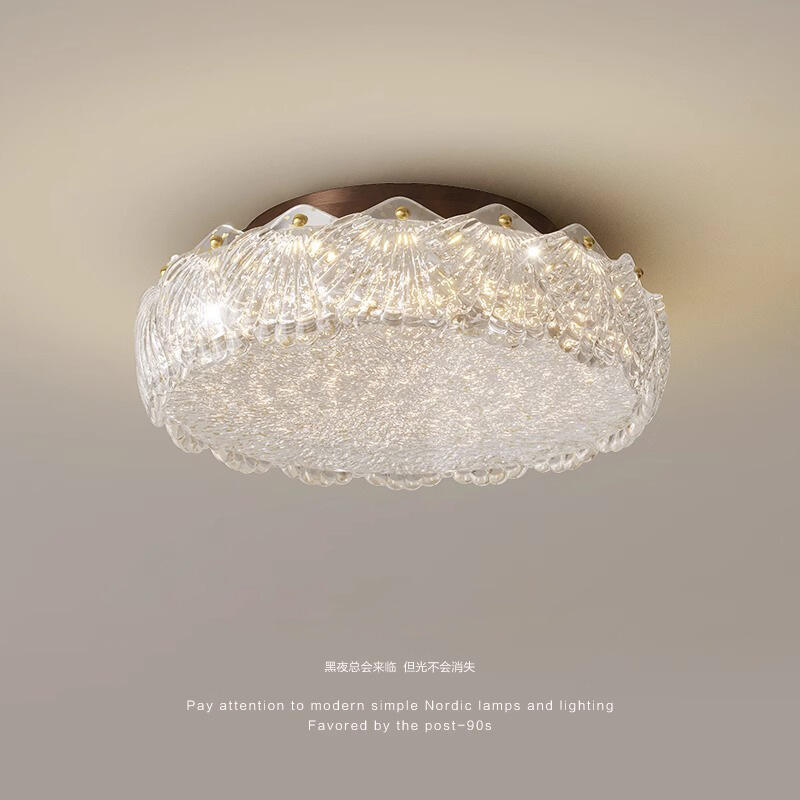 French light luxury eye protection gold foil resin ceiling light living room bedroom study light