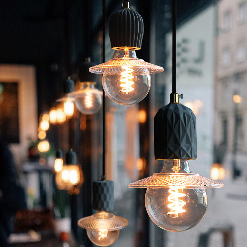 Nordic industrial-style minimalist concrete pendant light for café restaurant