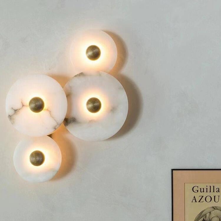 Luxury Natural Spanish Marble Wall Lamp for Hotel Bedroom Home Use TV Background