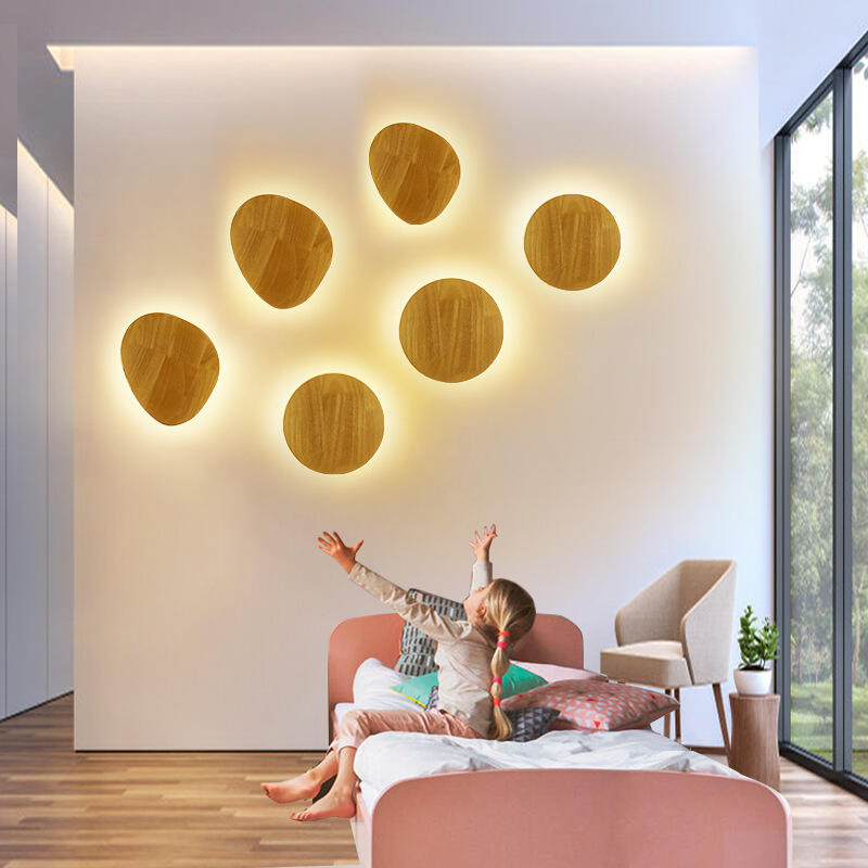 Modern Indoor Bedroom Led Round Sconce Bedside Decoration Wooden Circular LED Wall Lamp