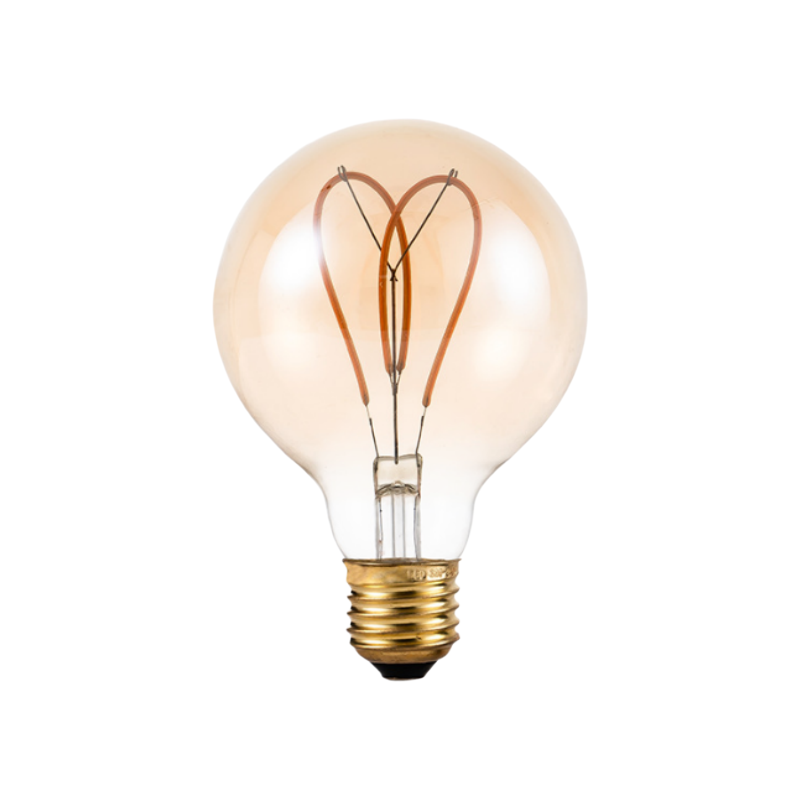 Malinaw na Malambot na Filament na LED na Bombilya na G95/G125 na May Hugis na Puso para sa Panloob at Panlabas na Pagpapaganda