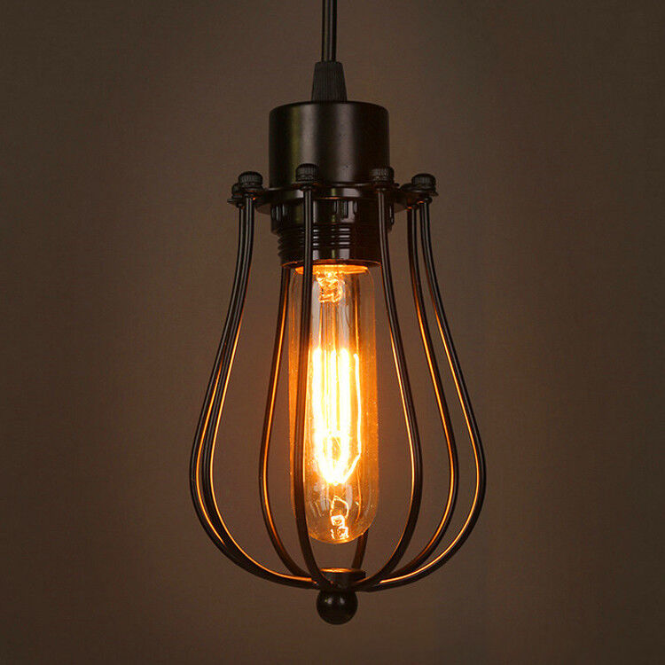 American Retro Country Edison Industrial Restaurant Pomelo Black Iron Cage Chandelier 