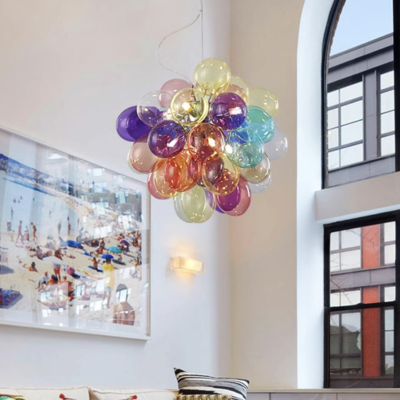 Сучасний мінімалістичний підвісний світильник із кольорового скляного «бульбашкового» абажура для оздоблення ресторанів та домашнього інтер'єру