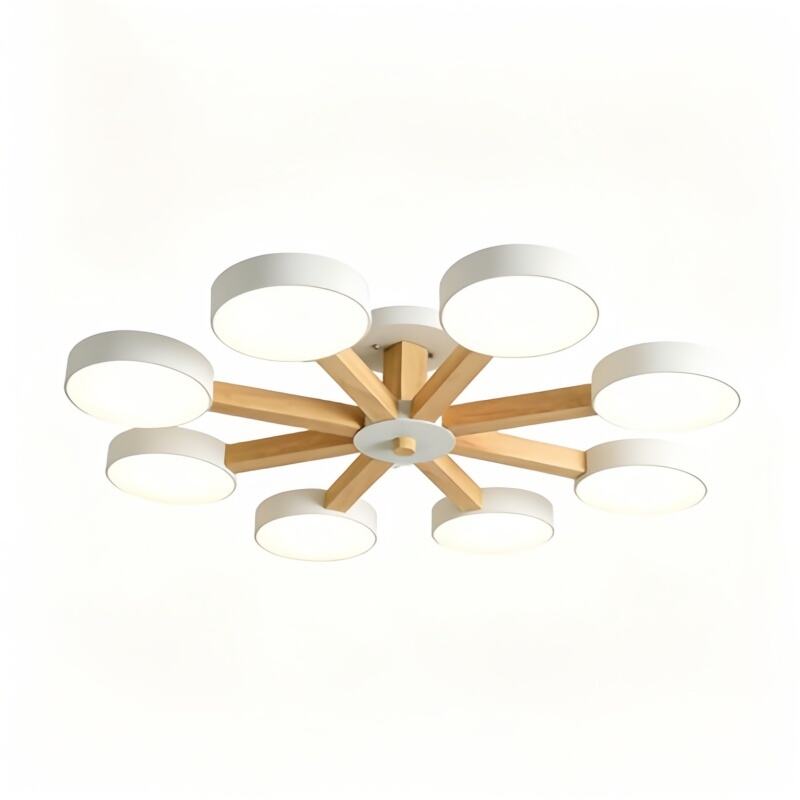 Minimalist Iron Macaron Bedroom Dining Room Chandelier Original Wood Multi-head Living Room Dining Room LED Pendant Lights