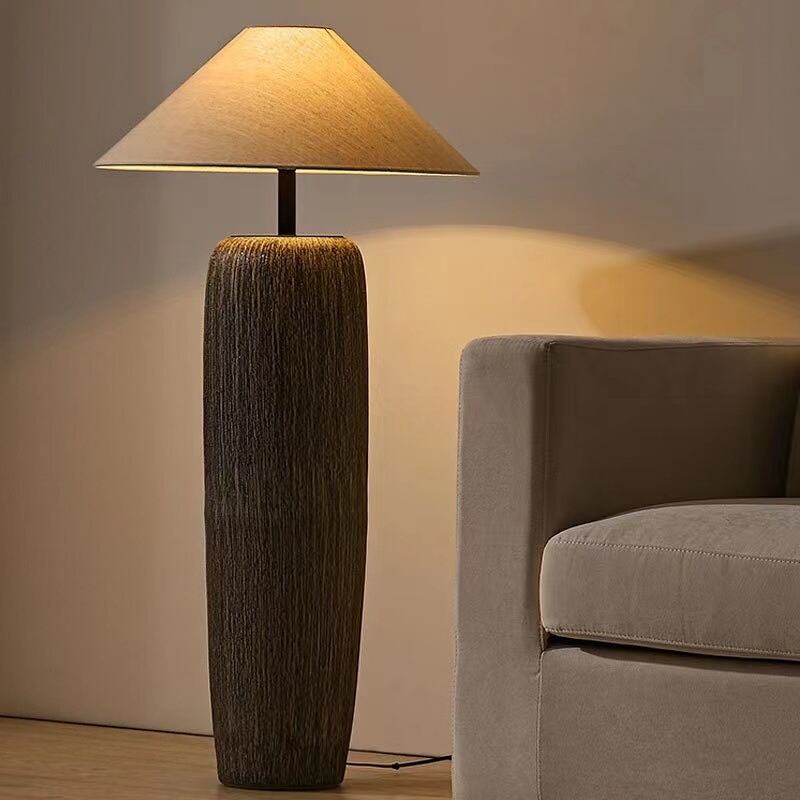 Wabi-Sabi Textured Ceramic Metal Floor Lamp Foot Switch Warm White For Home Deco