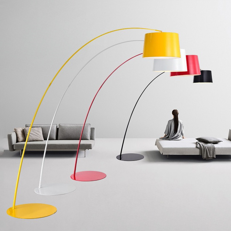 Fully Adjustable Cylindrical Shade Iron LED Arc Floor Lamp for Living Room Sofa Side Decor