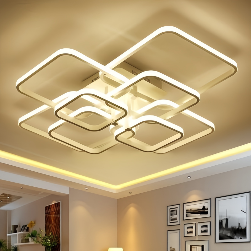 Square Pendant Light Modern Design Chandelier for Living Room Dining Room Bedroom