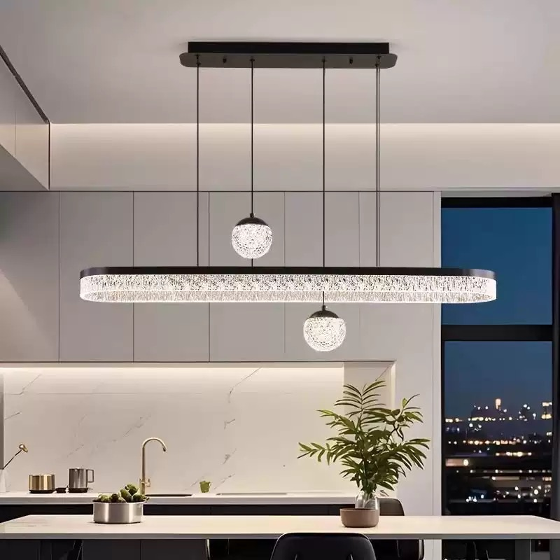 Italian Minimalist Light Luxury Long Strip Dining Pendant Light for Hotel Home