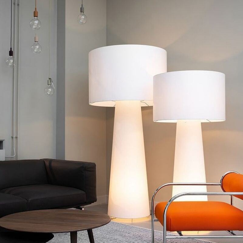 Double Layer Cylinder Metal Fabric LED Floor Lamp for Living Room Reading Corner Decor