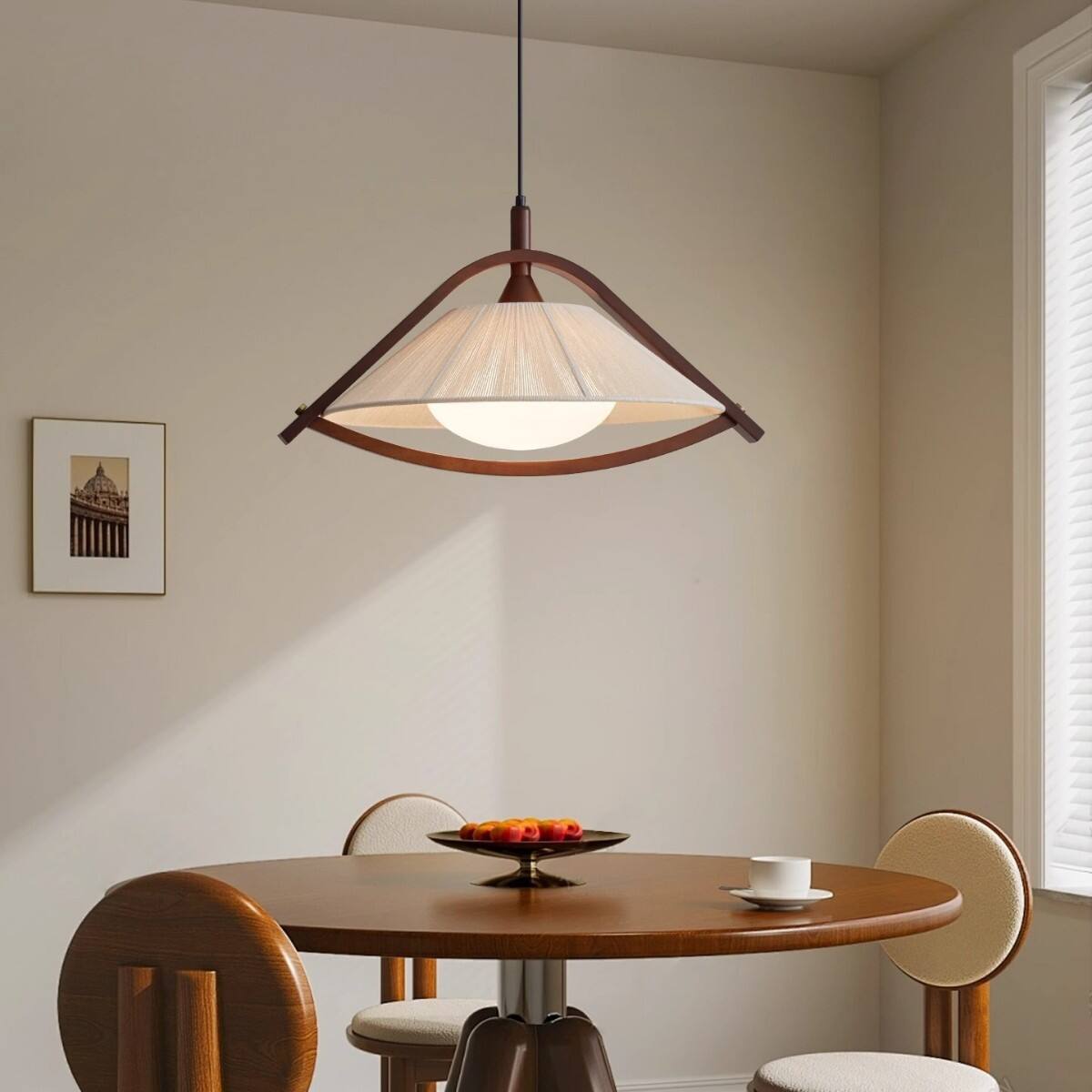 New Chinese style solid wood cotton thread pendant lamp for dining table tea room study room