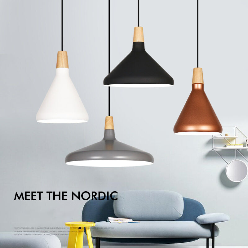 Vintage Colorful  Wooden Metal Lampshade Restaurant Decoration Pendant Light