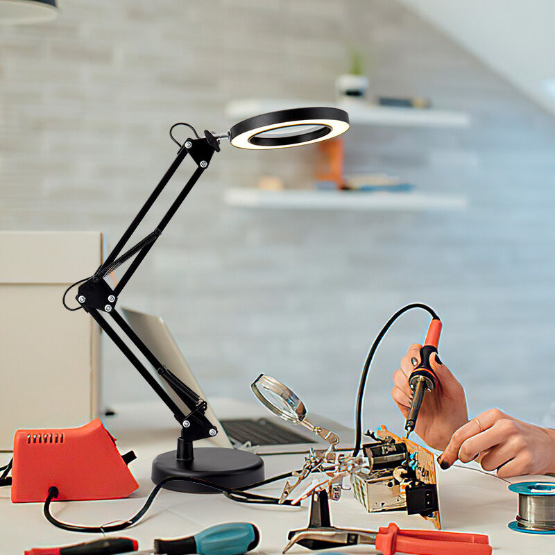 Сучасне LED-дзеркало для ремонту нігтів з підсвіткою та 30-кратним збільшенням, захищає очі, для робочого столу