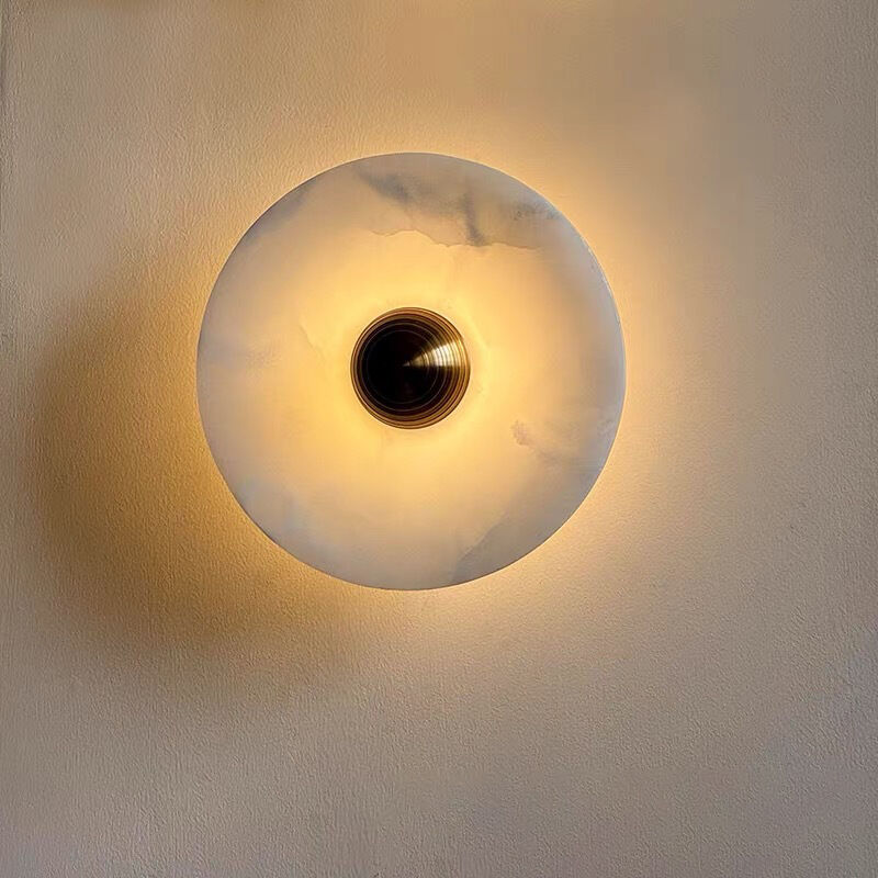 Модерна луксузна мраморна LED зидна светилка за украса, за коридор и патека, кружна зидна лампа