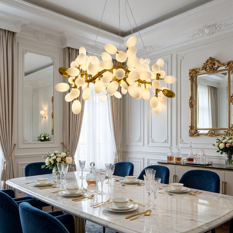 Luxusní moderní LED skleněná lustrová svítidla do obývacího pokoje, moderní dekorativní větvená závěsná lampa do ložnice