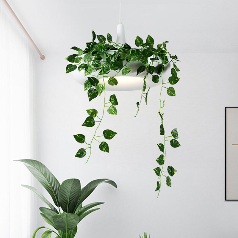 Countryside Style White DIY Green Plant Hanging Potted Restaurant Pendant Light