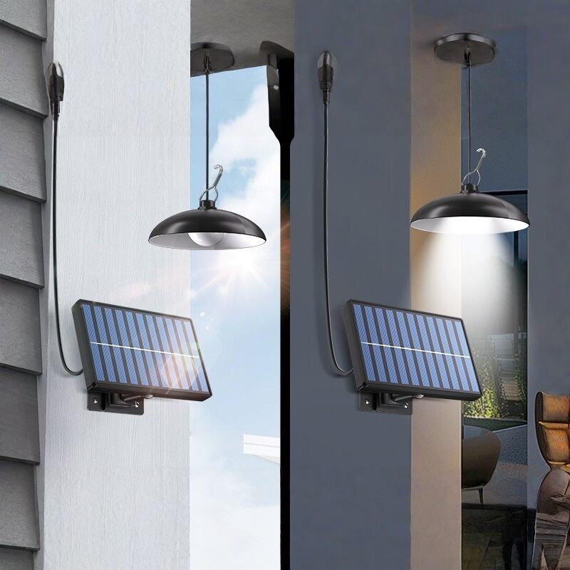 Head Solar Pendant Light with Remote IP44 Outdoor Garden Shed Light