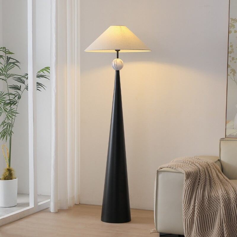 Modern Conical Black Metal Floor Lamp LED Foot Switch Warm White Light