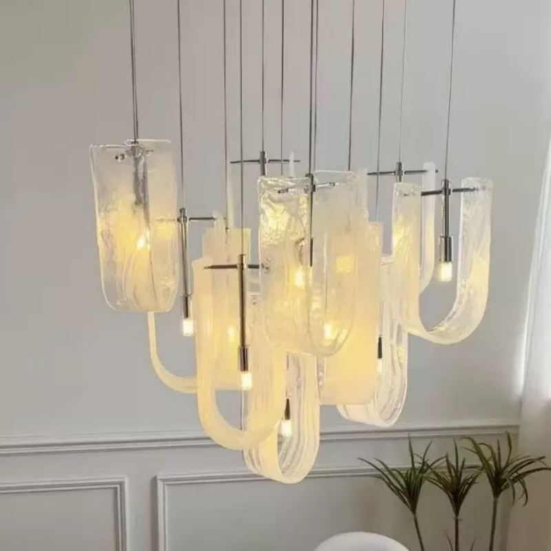Luxury French Cloud Glass Chandelier for Living Room Cream Style Atmospheric Main Light for Hall Restaurant Pendant Lights