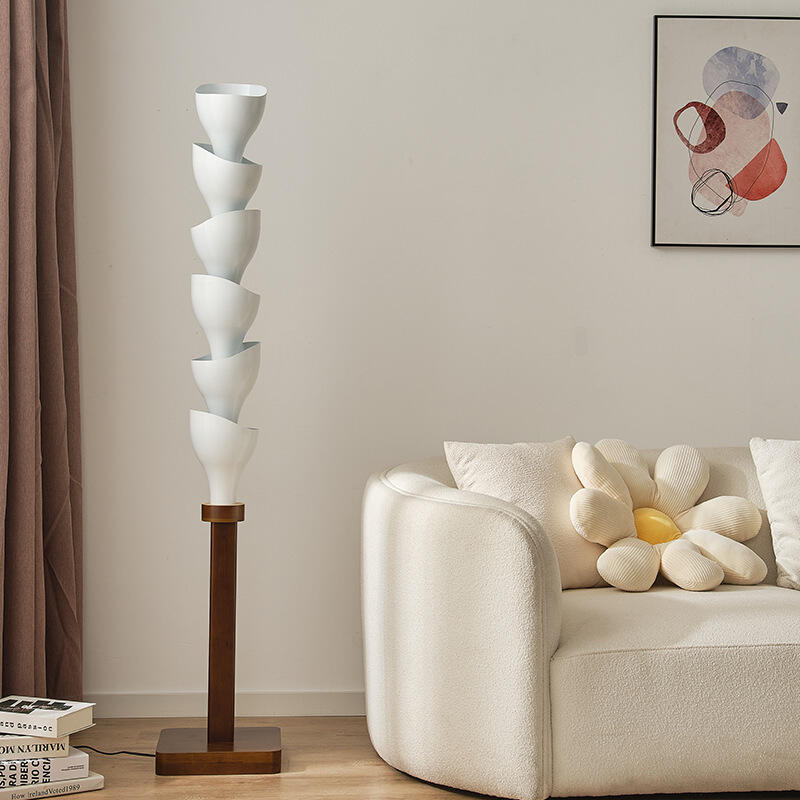 Malikhaing Spiral Stacked na Bakal na LED Floor Lamp para sa Living Room at Kuwarto, Nordic na Dekorasyon