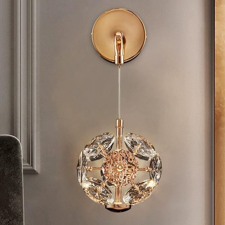 Bedroom Corridor Aisle Metal Crystal Wall Lamp for Living Room Bedside Elegant Background