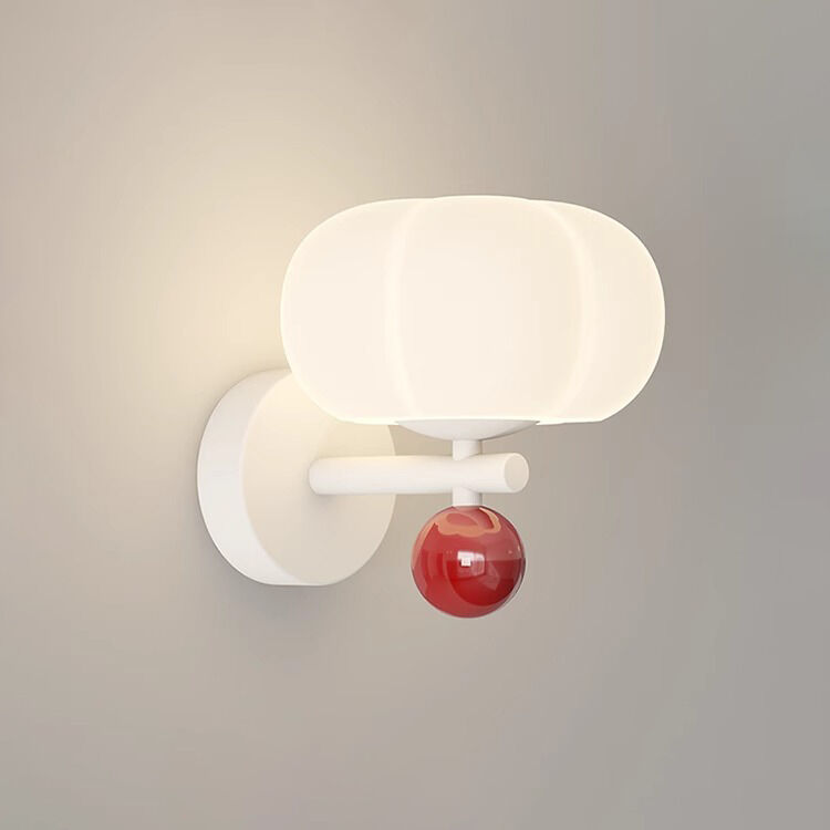 Nowoczesna, kreatywna żarówkowa lampa ściennej w stylu kremowym z żelaza w kształcie dyni do pokoju dziecka