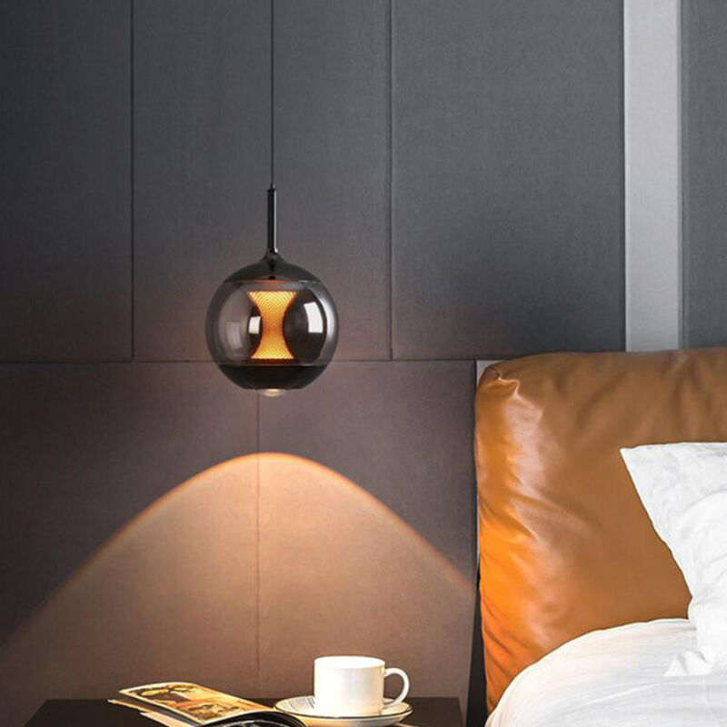 Vintage Restaurant Bedroom Glass Sphere LED Metal Decorative Pendant Light