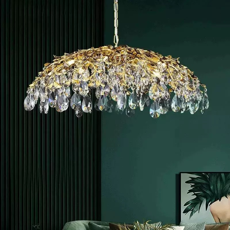 Luxury Umbrella-Shaped Crystal Chandelier For Hotel Restaurant Living Room Bedroom Decor