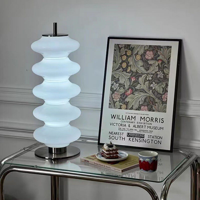 Lampara sa Mesa para sa Living Room at Kuwarto na May Estilo ng Denmark, Mabaga at Luho, Puti, Salamin, Hugis Pala