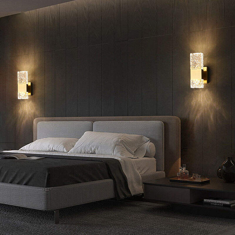  Simple Design Gold Glass Wall Lamp with LED Light Source for Bedside or Living Room